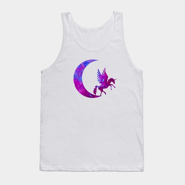 Purple Crescent Moon and Unicorn Tank Top by ZeichenbloQ